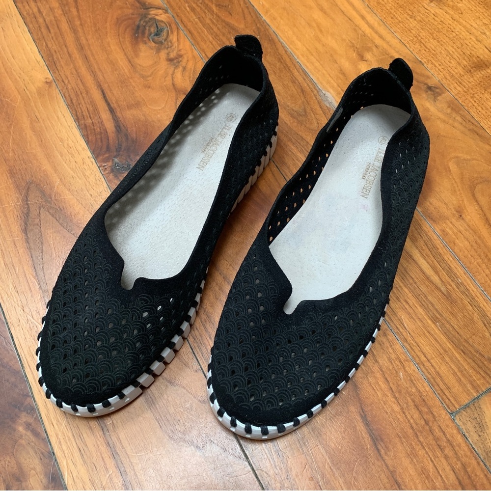 Ilse Jacobsen Black Suede Tulip Slip Ons 9.5 /40.